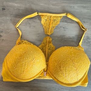 Victoria Secret PINK yellow front clasp push-up bra